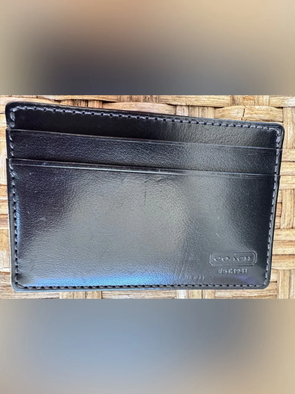 Coach Thin Wallet with Money Clip Black Leather